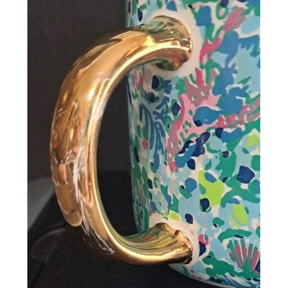 Lilly Pulitzer Mug Multicolor Underwater Design With Gold Colored Handle FLAW - Picture 5 of 9